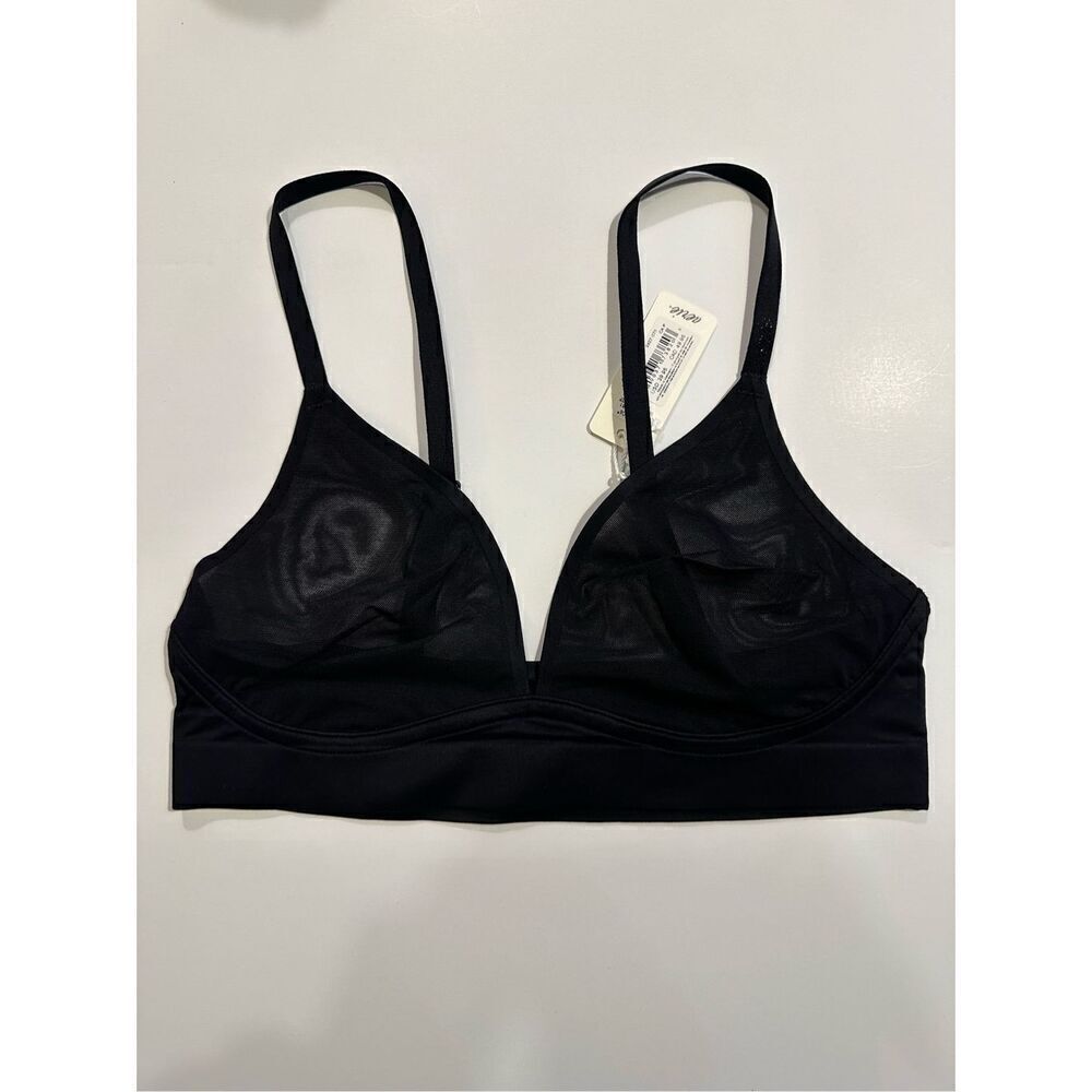 Size S aerie SMOOTHEZ Mesh Bralette in True Black